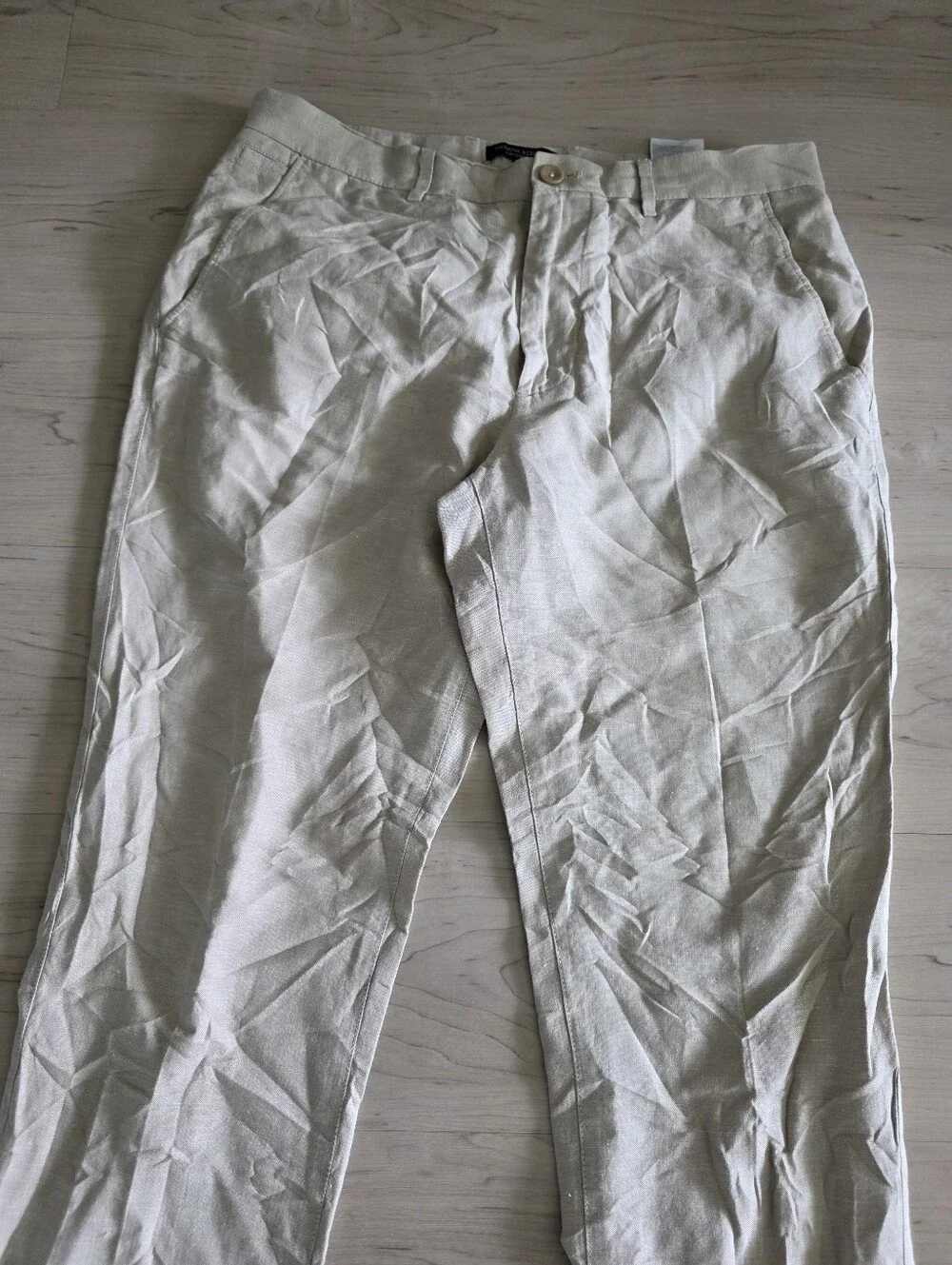 Banana Republic Kentfield Linen Blend Pants 33x32 Ivory Straight Leg Laggenlook